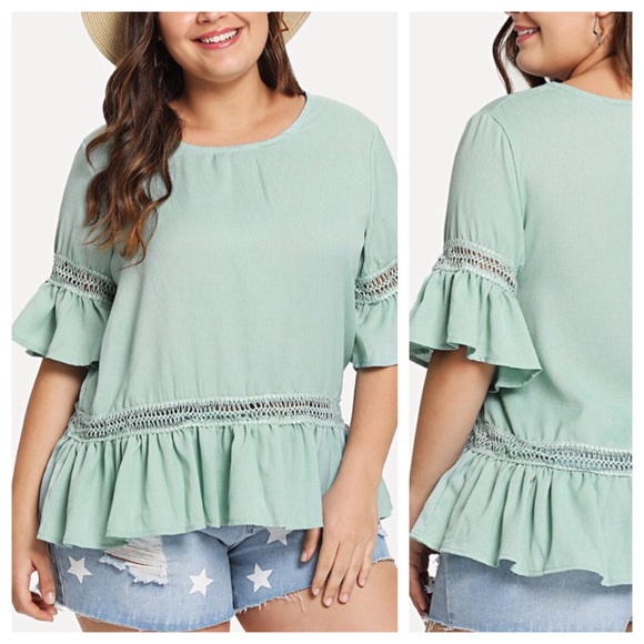 ➕Ruffle Hem Hollow Out Top - Picture 2 of 7